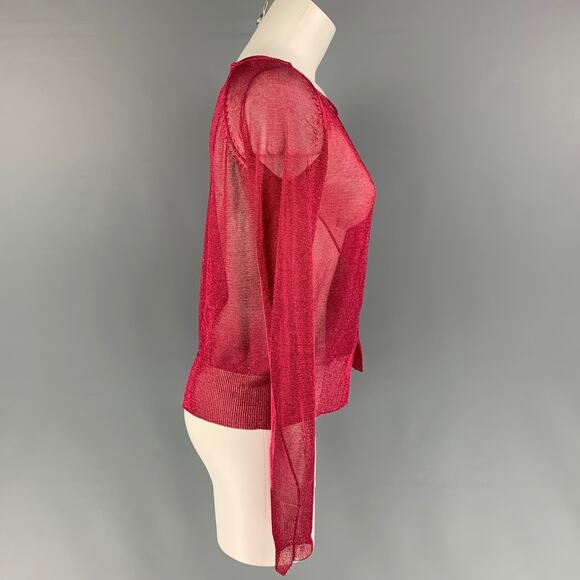 THE ROW Size XS Red Viscose Blend Metallic Giro Vented Top - Picture 2 of 5